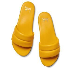 Beek Sugarbird Sunflower Yellow Sandals NEW Leather Slides Flat NWT Size 8